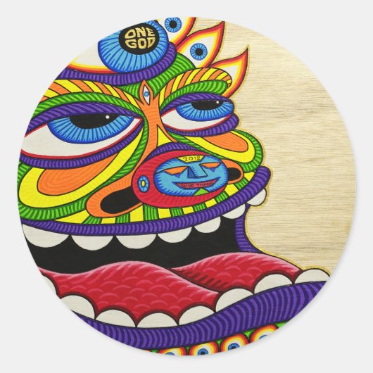 Ein Gott Runder Aufkleber (Vorderseite)