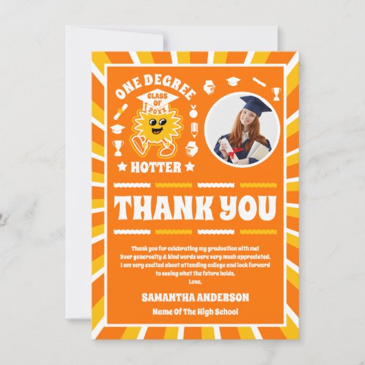 Ein Grad Hotter Retro Foto Abschluss Dankeskarte (Vorderseite)