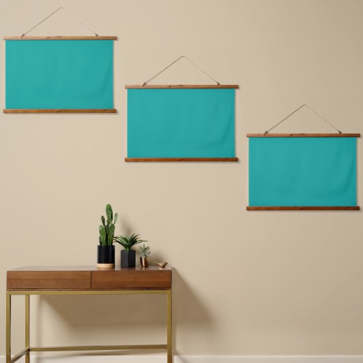 Ein Gradientenhintergrund, der Blau in Grün mischt Wandteppich Mit Holzrahmen (Asymmetrisch)