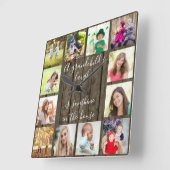 Ein Grandkind-Zitat 12 Foto-Holzeffekt Quadratische Wanduhr (Winkel)