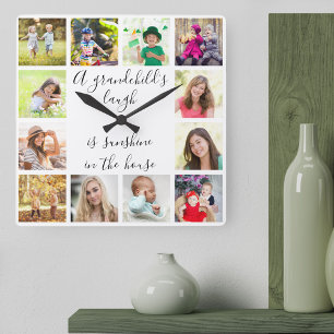 Ein Grandkind-Zitat 12 Foto Weiß Quadratische Wanduhr