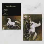 Ein grauer arabischer Hengst mit Hunden Visitenkarte (Vorne/Hinten)