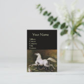 Ein grauer arabischer Hengst mit Hunden Visitenkarte (Stehend Vorderseite)