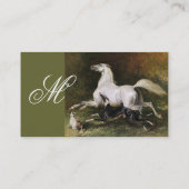 Ein grauer arabischer Hengst mit Monogramm für Hun Visitenkarte (Rückseite)
