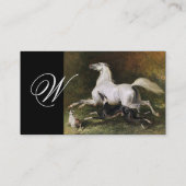 Ein grauer arabischer Hengst mit Monogramm für Hun Visitenkarte (Rückseite)