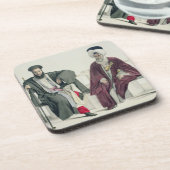 Ein griechischer Priester und ein Türke, graviert Getränkeuntersetzer (Linke Seite)