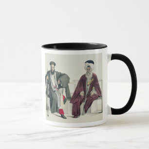 Ein griechischer Priester und ein Türke, graviert Tasse