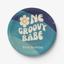 EIN Groovy Babe 1. Geburtstag Groovy Eins Daisy Pappteller