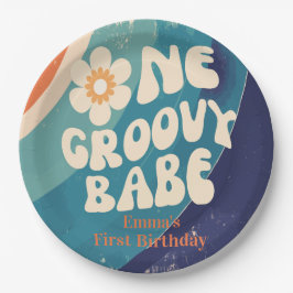 EIN Groovy Babe 1. Geburtstag Groovy Eins  Pappteller