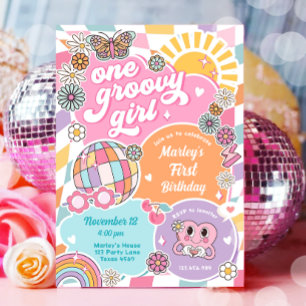 Ein Groovy Girl Retro Preppy Varsity Birthday Einladung
