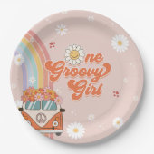Ein Groovy Girl Retro Rainbow 1. Geburtstag Pappteller (Vorderseite)