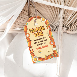 Ein Groovy Girl Retro Rainbow 1. Geburtstags-Party Geschenkanhänger