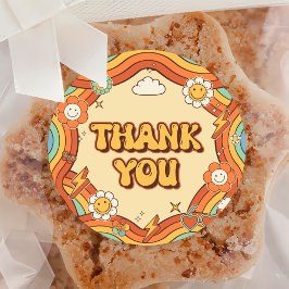 Ein Groovy Girl Retro Rainbow 1. Geburtstags-Party Runder Aufkleber