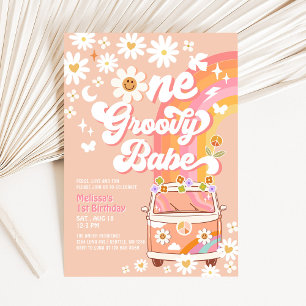 EIN Groovy Mädchen Daisy Regenbogen Groovy 1. Gebu Einladung