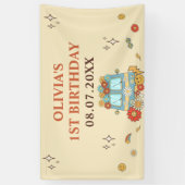 Ein Groovy Retro Rainbow 1. Geburtstag Banner (Vertikal)