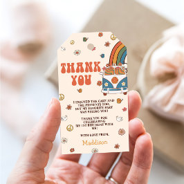 Ein Groovy Retro Rainbow 1. Geburtstag Geschenkanhänger