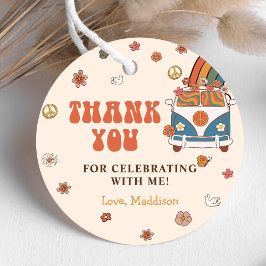 Ein Groovy Retro Rainbow 1. Geburtstag Geschenkanhänger