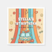 Ein Groovy Retro Rainbow 1. Geburtstag Serviette (Vorderseite)