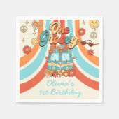 Ein Groovy Retro Rainbow 1. Geburtstag Serviette (Vorderseite)