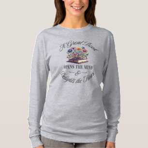 Ein großartiges Buch erfreut Longsleeve mit Blumen T-Shirt