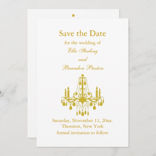 Ein großer Ballsaal Save the Date (gelb) (Vorne/Hinten)