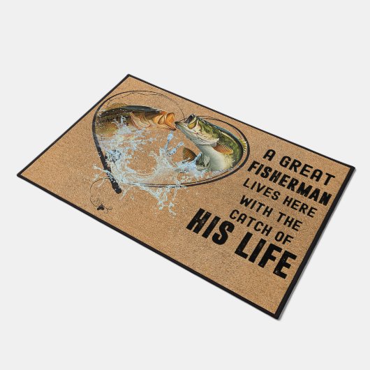 Ein großer Fischer lebt hier Fußmatte (Schrägansicht)