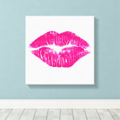 Ein großer Kuss Rosa Lippen Moderne Kunst Version Leinwanddruck (Insitu (Holzboden))