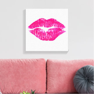 Ein großer Kuss Rosa Lippen Moderne Kunst Version Leinwanddruck