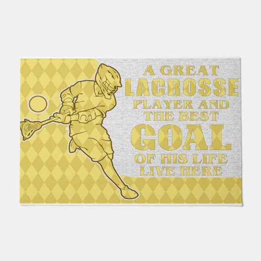 Ein großer Lacrosse Spieler und das beste Ziel sei Fußmatte (Vorderseite)