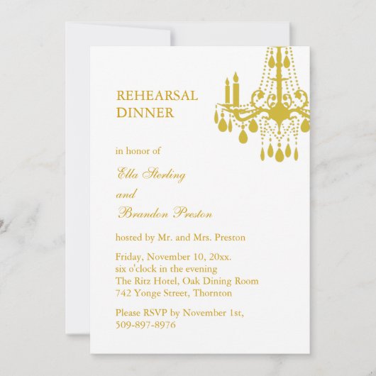 Ein großes Ballsaal-Probe-Dinner Einladung (Vorderseite)