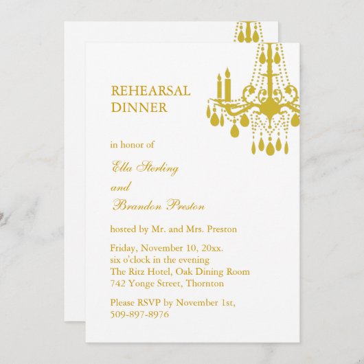 Ein großes Ballsaal-Probe-Dinner Einladung (Vorne/Hinten)