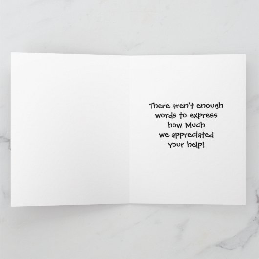 Ein großes Dankeschön an Sie Extra Large 8 x 10 Ca Dankeskarte (Innenseite)