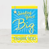Ein großes Dankeschön in fröhlichem Blau mit gelbe Karte (Vorderseite)
