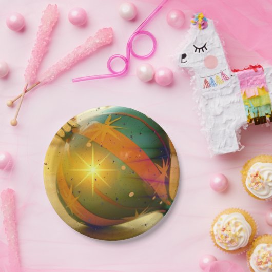 Ein großes, schlichtes Weihnachtsgeschenk Pappteller (Party)