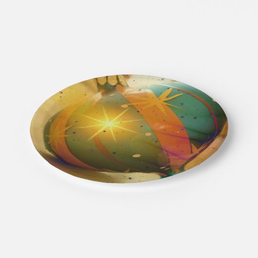 Ein großes, schlichtes Weihnachtsgeschenk Pappteller (Schrägansicht)