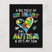 Ein großes Stück meines Herzens hat Autismus und e Postkarte (Vorderseite)