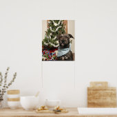 Ein Grubenbull, der ein Weihnachtsportrait darstel Poster (Küche)