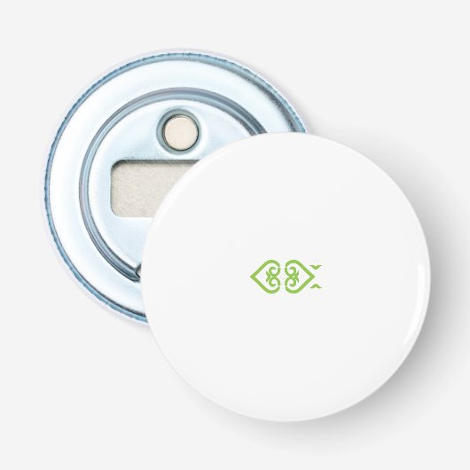 ein grün-weißes Logo mit einem stilisierten Design Flaschenöffner (Vorderseite)