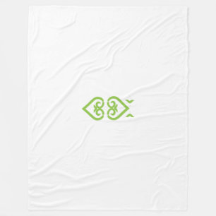 ein grün-weißes Logo mit einem stilisierten Design Fleecedecke