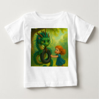 Ein grüner asiatischer Babydrache mit Welpenwahrne Baby T-shirt