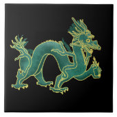 Ein grüner Drache mit Goldordnung Fliese (Vorderseite)