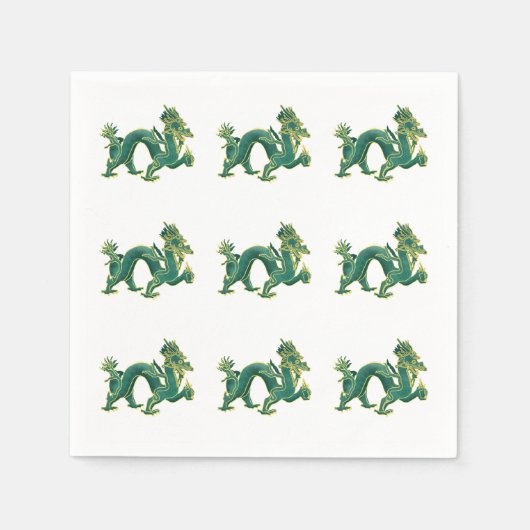 Ein grüner Drache mit Goldschnitt Serviette (Vorderseite)