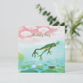 Ein grüner Frosch springt in das Party des Teiches (Stehend Vorderseite)