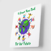 Ein grüner New Deal für unsere Zukunft Quadratische Wanduhr (Winkel)