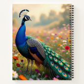 Ein grüner und blauer Pfau in Blumen Personalisier Notizblock (Rückseite)