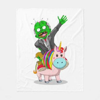 Ein grüner Zombie fährt auf einem niedlich rosa Ei Fleecedecke