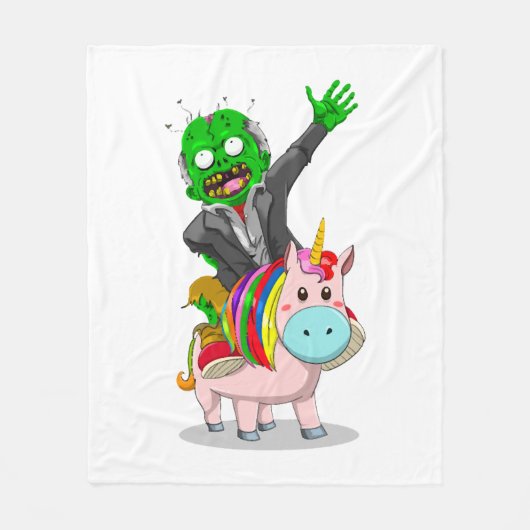 Ein grüner Zombie fährt auf einem niedlich rosa Ei Fleecedecke (Vorderseite)
