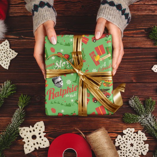 Ein grünes Icon-Muster in der Weihnachtsgeschichte Geschenkpapier Set