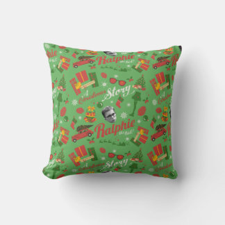 Ein grünes Icon-Muster in der Weihnachtsgeschichte Kissen