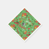 Ein grünes Icon-Muster in der Weihnachtsgeschichte Serviette (Ecke)